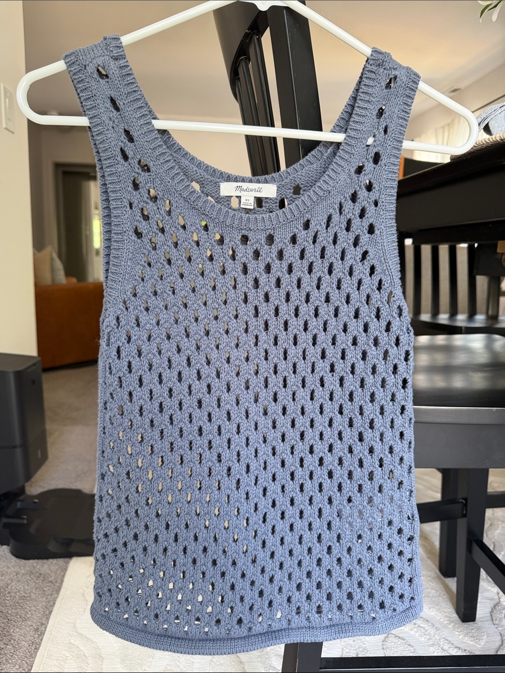 Madewell Open-Knit Tank Top in Dusty Blue